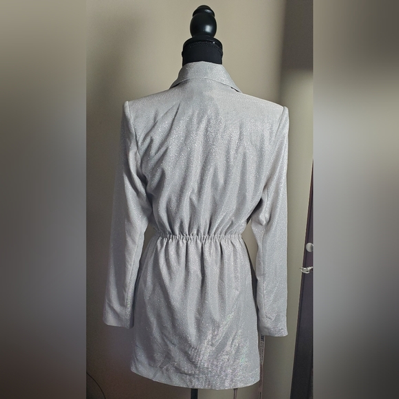 House Of CB Sarita Silver Glitter Blazer dress - Picture 3 of 15